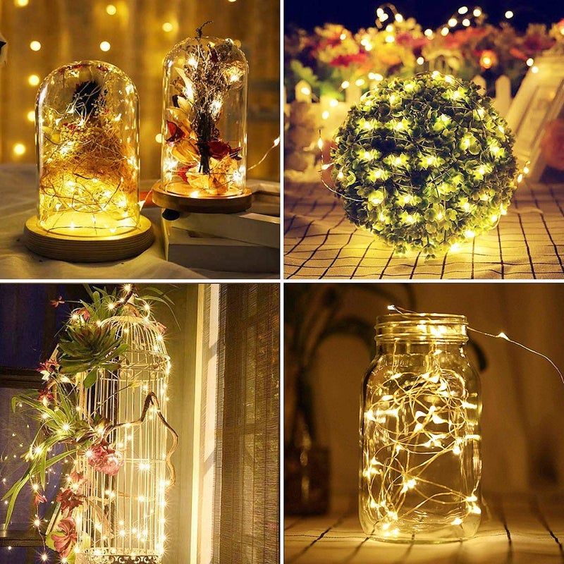 DAYLIGHTIR 2 Pack Total 200 LED 66FT Solar Powered Copper Wire String Lights Outdoor, Waterproof, 8 Modes Fairy Lights for Garden, Patio, Party, Yard, Christmas (Warm White) - Image 4